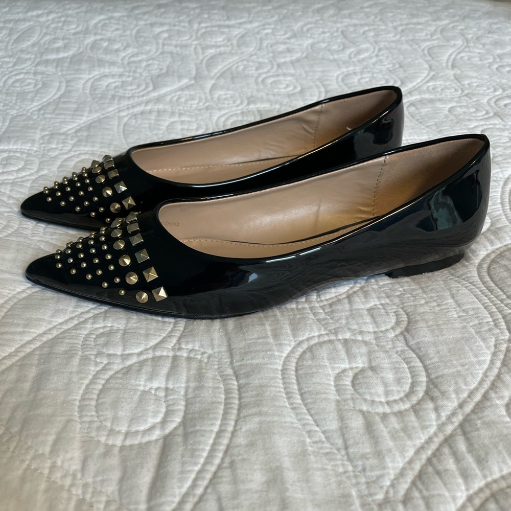 Versace 19V69 Italia Mia Black Patent Flats Size 6